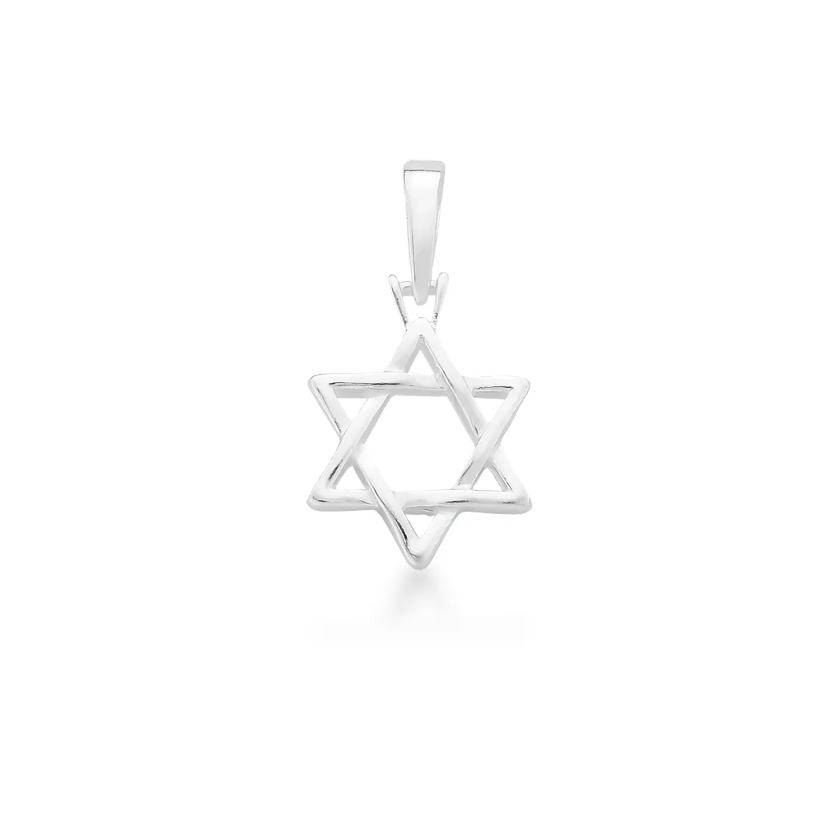 PINGENTE BASICO LISO ESTRELA DE DAVI ENTRELAÇADO 19X14MM PRATEADO
