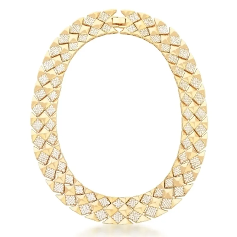 COLAR BAN. DOURADO CRAV. ZIRC BRANCA 2 VOLTAS QUADRADO