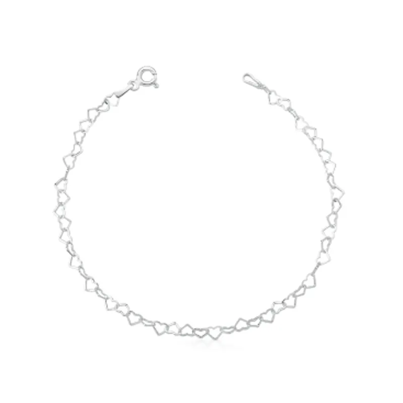PULSEIRA PRATEADO LISO CORACAO VAZADO 18CM