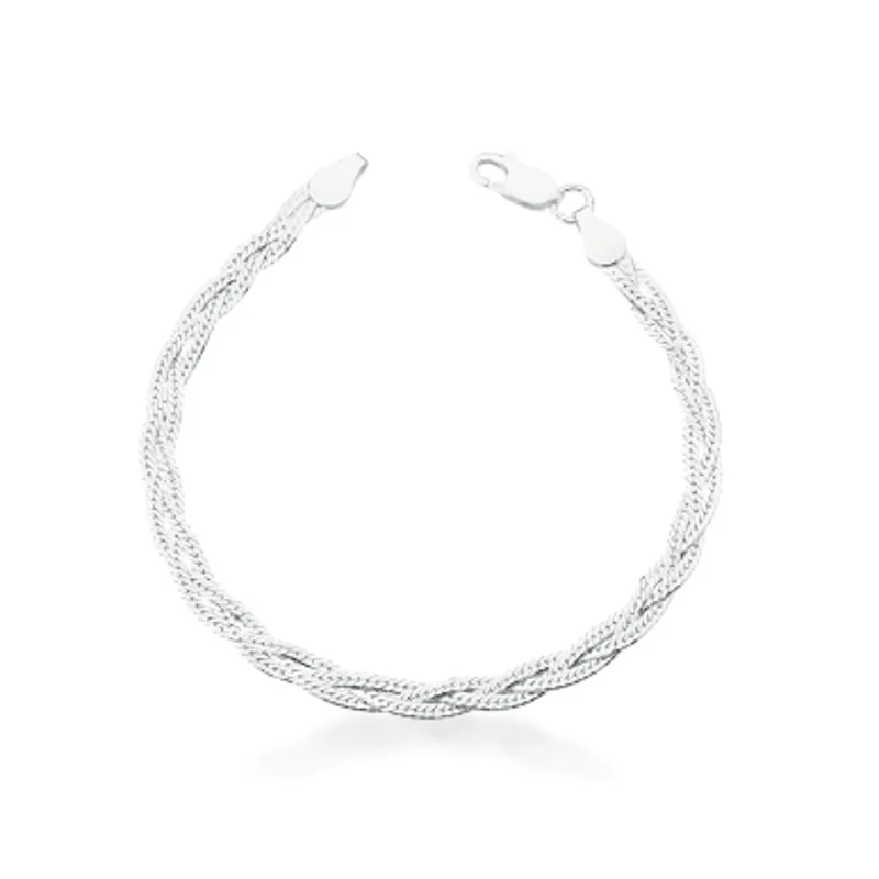 PULSEIRA LAMINADA TRANCADA 3 FIOS 7GR PRATEADO 18CM 035
