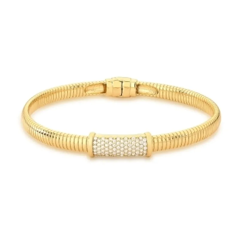 BRACELETE BAN. DOURADO CRAV. ZIRC BRANCA CONTORNO TRABALHADO