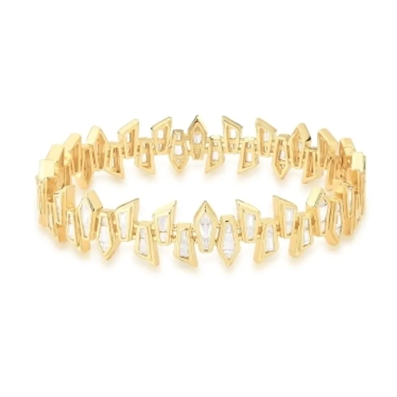 BRACELETE BAN. DOURADO PEDRA BRANCA 56MM