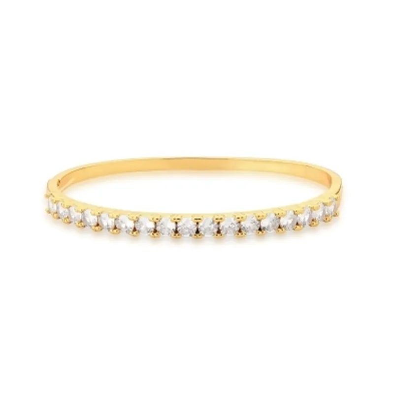 BRACELETE BAN. DOURADO PEDRA BRANCA FRENTE REDONDO 4MM