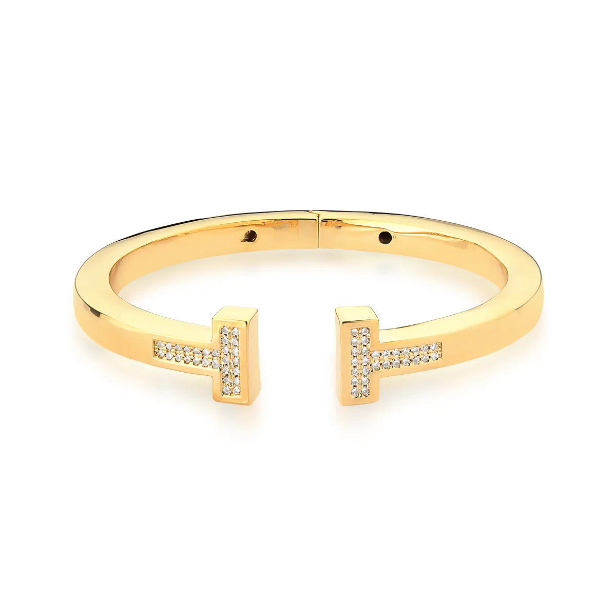 BRACELETE BAN. DOURADO CRAV. ZIRC BRANCA C/ ABERTURA FRONTAL COPY