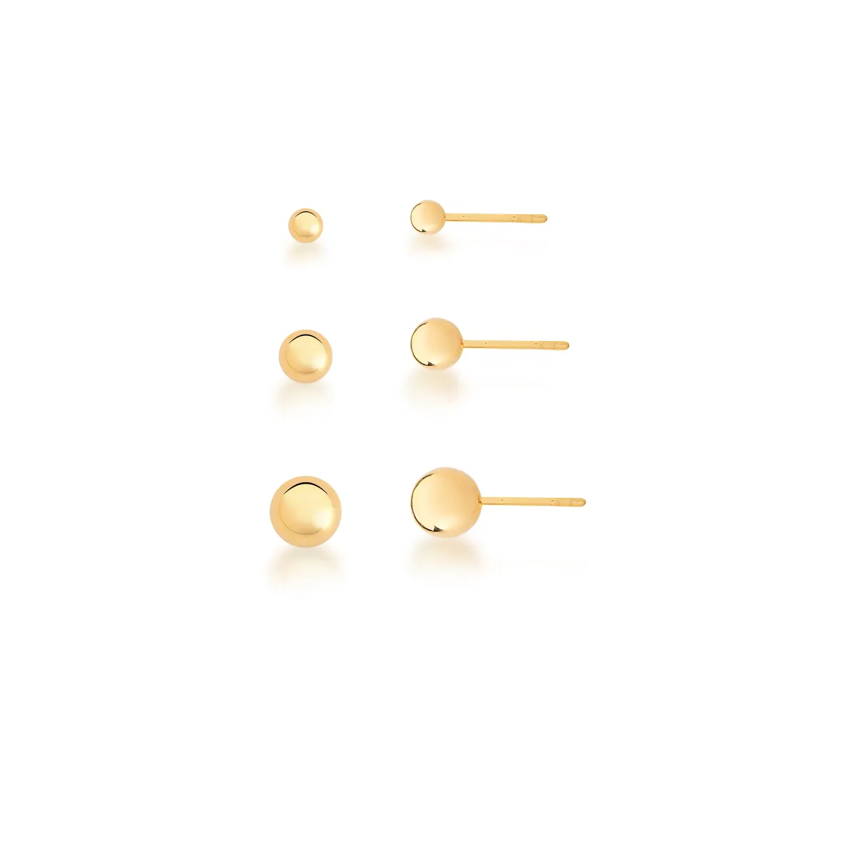 BRINCO TRIO BAN. DOURADO LISO 3 BOLA 3/4/5MM