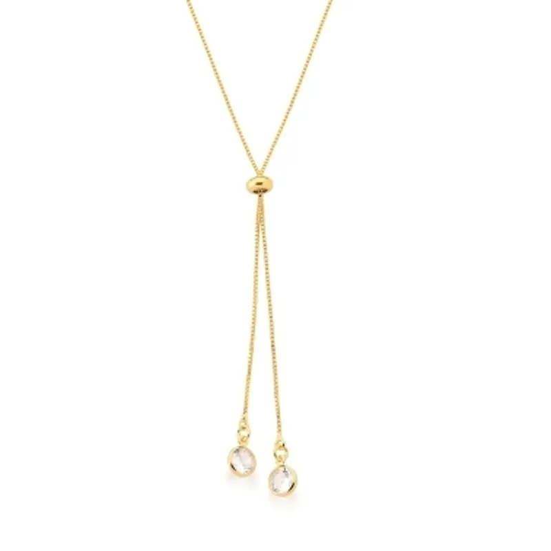 COLAR REGULAVEL BAN. DOURADO PEDRA BRANCA REDONDO 5MM