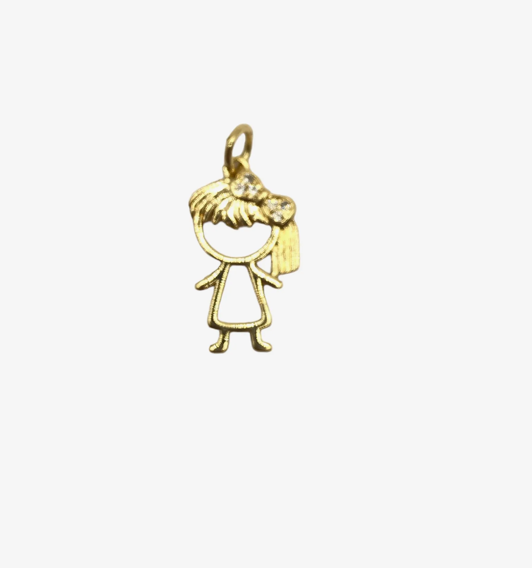 PINGENTE BAN. DOURADO MENINA C/ LAÇO CRAVEJADO C/ ZIRCONIA