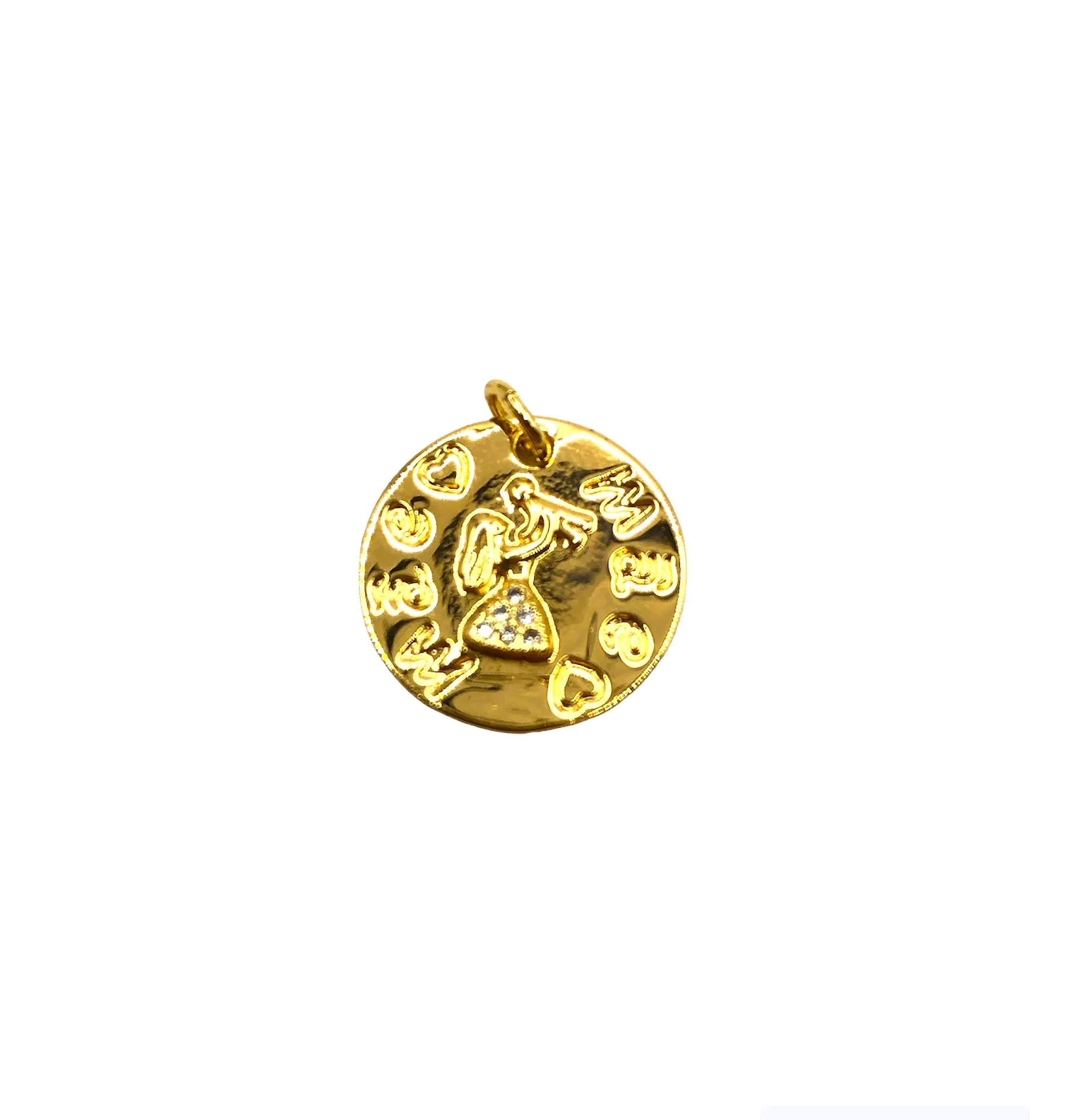 PINGENTE BAN. DOURADO CRAV. ZIRC BRANCA CORACAO MENINA/MENINO FILHOS