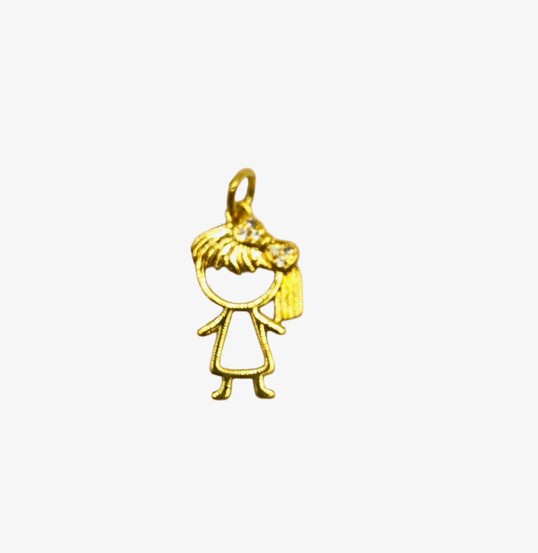 PINGENTE BAN. DOURADO MENINA C/ VESTIDO CRAVEJADO ZIRCONIA
