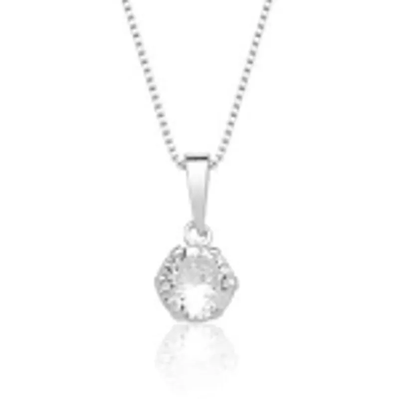 PINGENTE PRATA COM ZIRCONIA 4MM 4 GARRAS
