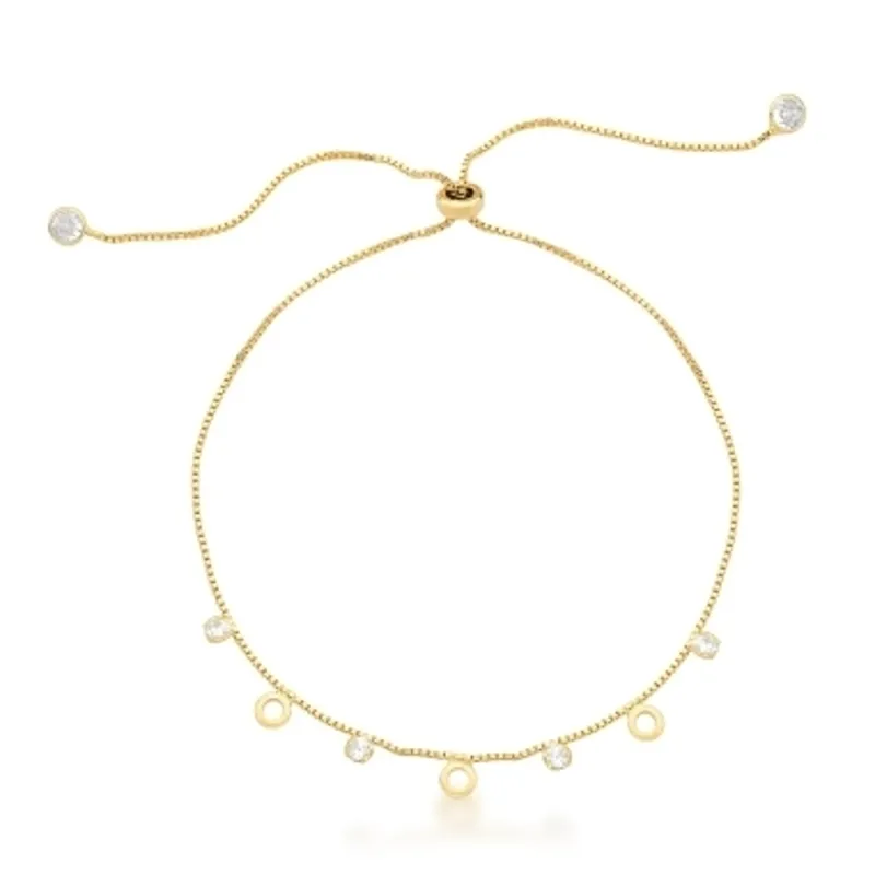 PULSEIRA SHAMBALA BAN. DOURADO 4 PEDRA BRANCA VAZADO REDONDO