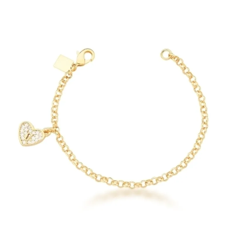 PULSEIRA KIDS BASICO ZIRCONIA CORACAO BAN. DOURADO /BRANCO CRISTAL /