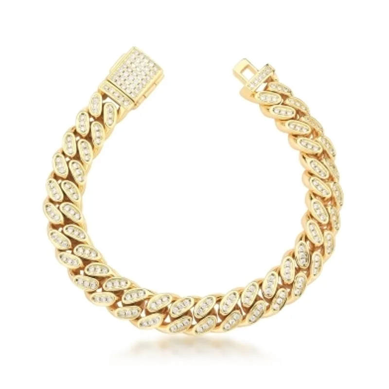 PULSEIRA BASICO ZIRCONIA ELO GRUMET 10MM BAN. DOURADO /INCOLOR