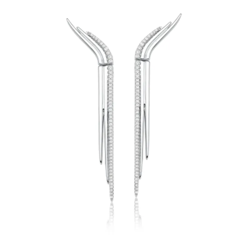 BRINCO BAN. A RODIO CRAV. ZIRC BRANCA 3 COLUNAS PENDULO CURVO (CURINGA)