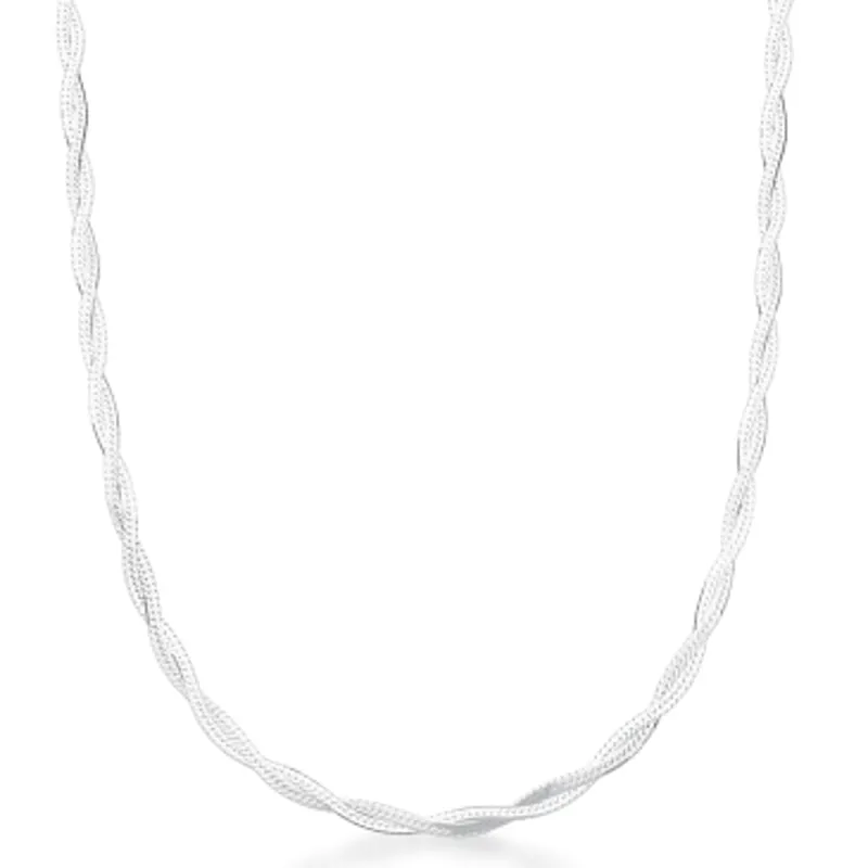 CORRENTE MALHA LAMINADA TRANCADA 2 FIOS PRATEADO LISO 3MM 45CM