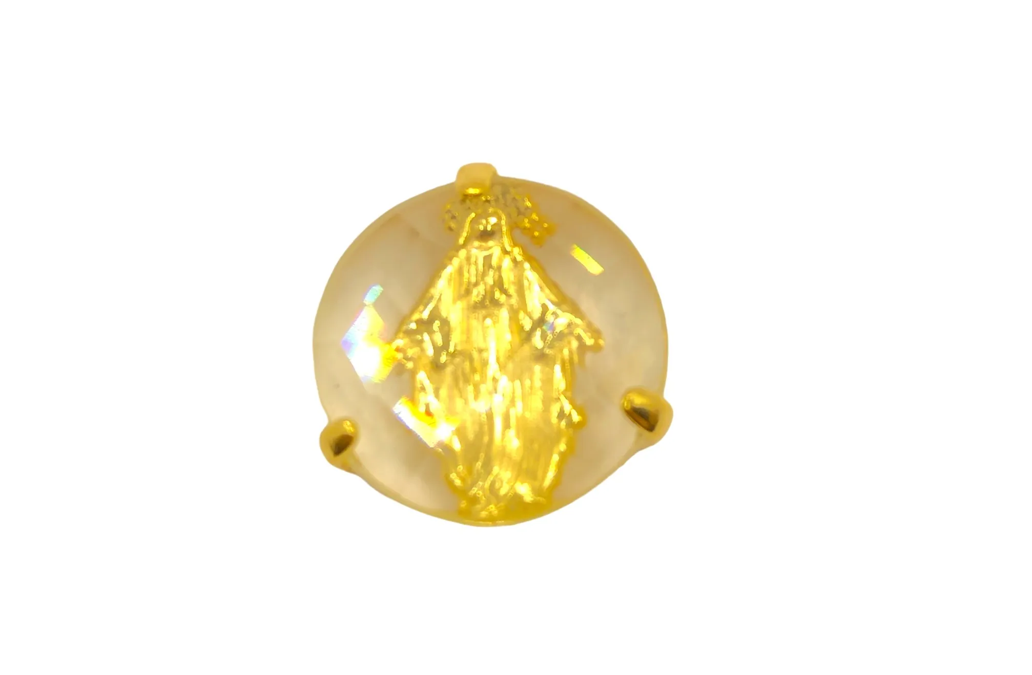 PINGENTE BAN. DOURADO C/ PEDRA TRANSPARENTE E IMAGEM DE JESUS