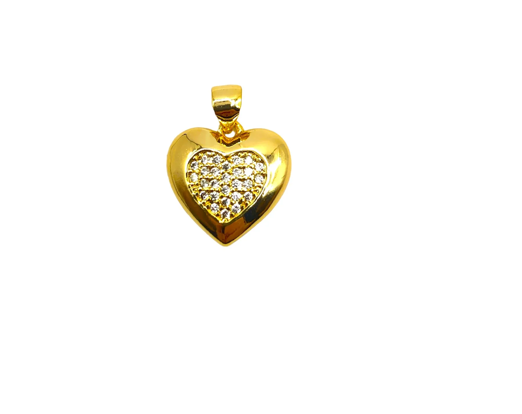 PINGENTE BAN. DOURADO CORAÇÃO C/ MEIO CRAVEJADO ZIRCONIA
