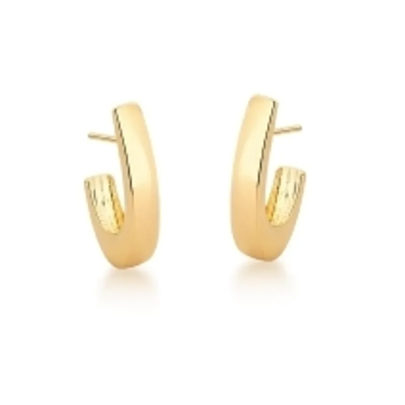 BRINCO BAN. DOURADO LISO ANZOL CURVO/MEIA ARGOLA 4X11X20MM