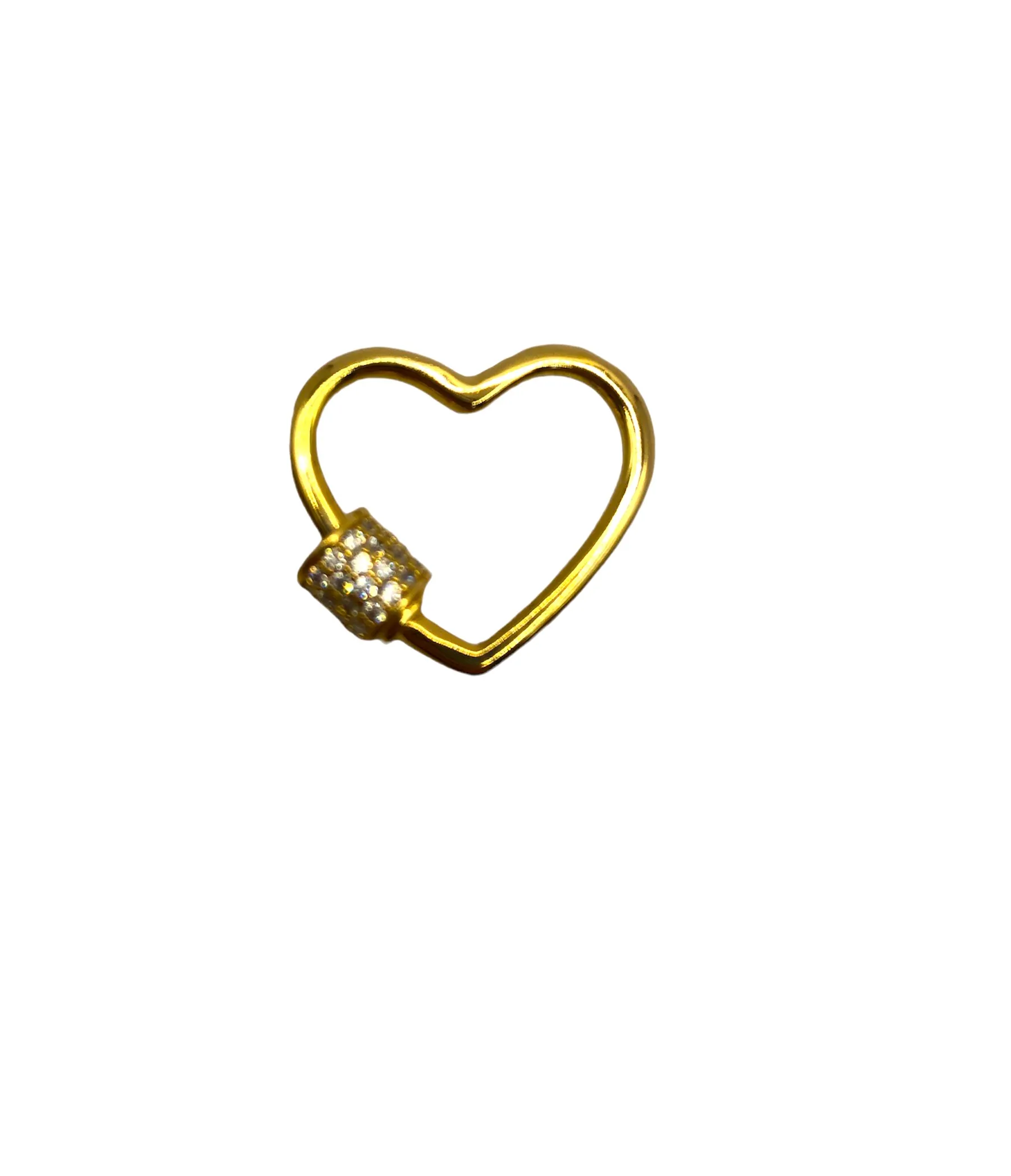 PINGENTE BAN. DOURADO DE CORAÇÃO C/ DETALHE CRAVEJADO EM ZIRCONIA