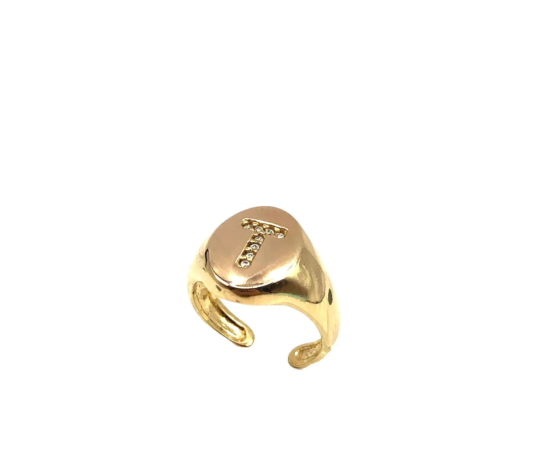 ANEL BAN. DOURADO COM LETRA CRAVEJADO ZIRC