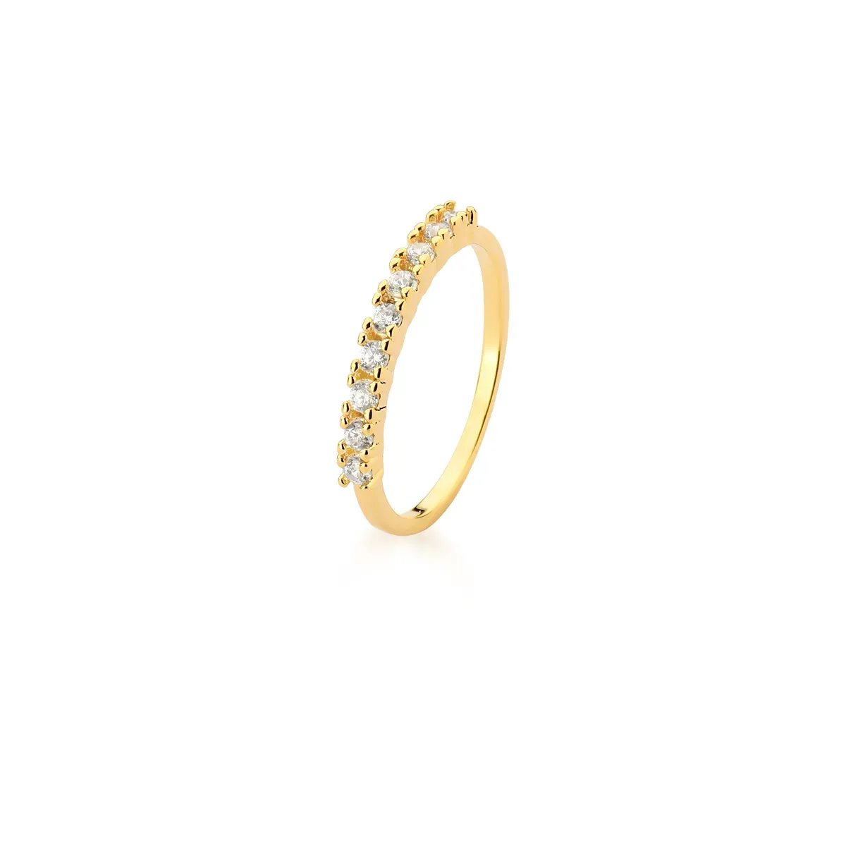 ANEL BAN. DOURADO CRAV. ZIRC BRANCA 1 LINHA