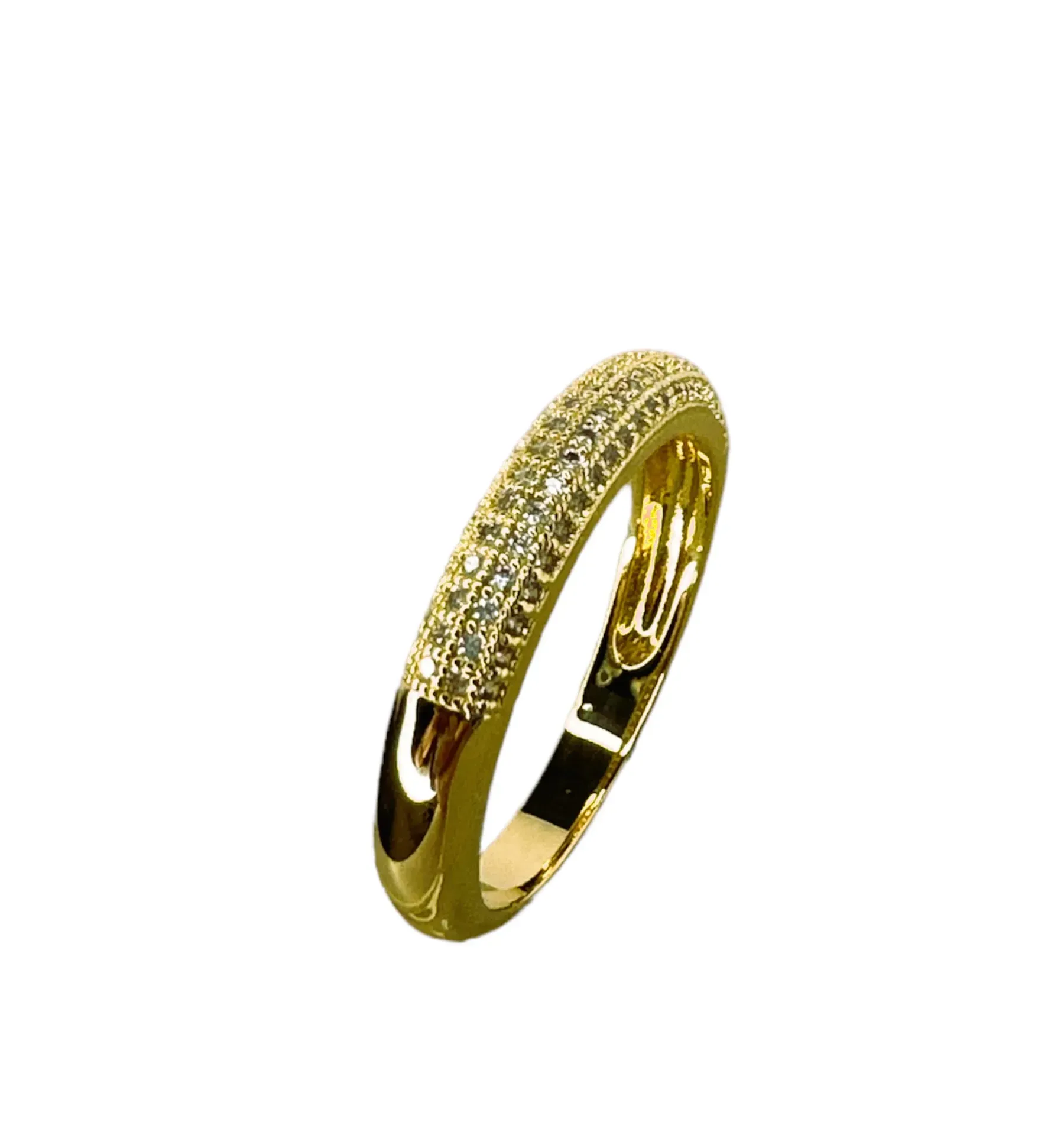 ANEL BAN. DOURADO CRAV. ZIRC BRANCA 4 LINHA (CAT)