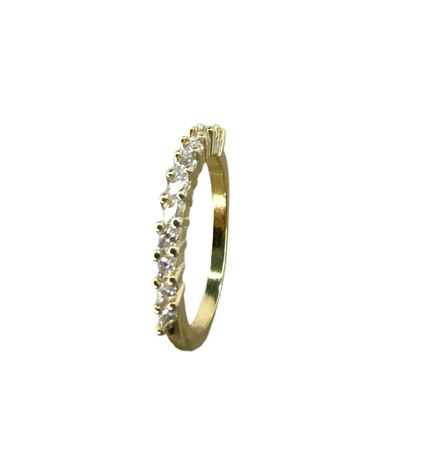 ANEL BAN. DOURADO CRAVEJADO C/ ZIRCONIA BRANCA.