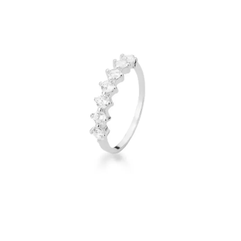 ANEL PRATEADO PEDRA BRANCA 7 REDONDO FRENTE 4MM PRATEADO /BRANCO CRISTAL