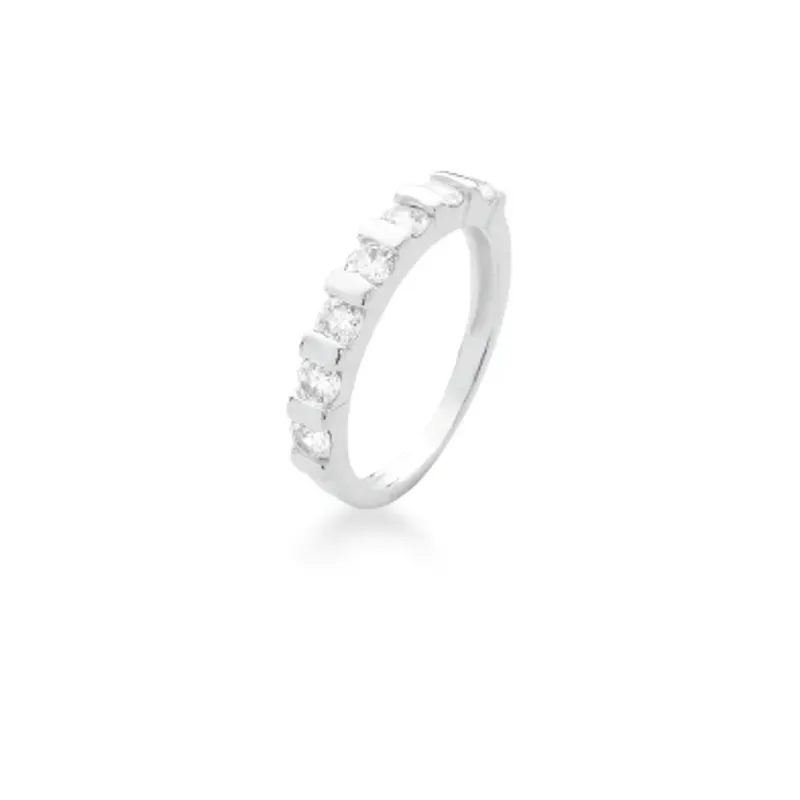 ANEL PRATEADO PEDRA BRANCA INTERCALADO 7 REDONDO 3MM PRATEADO /BRANCO CRISTAL