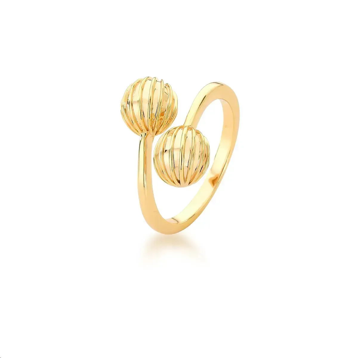 ANEL REGULAVEL LISO 2 METADE BOLA TEXTURIZADA BAN. DOURADO