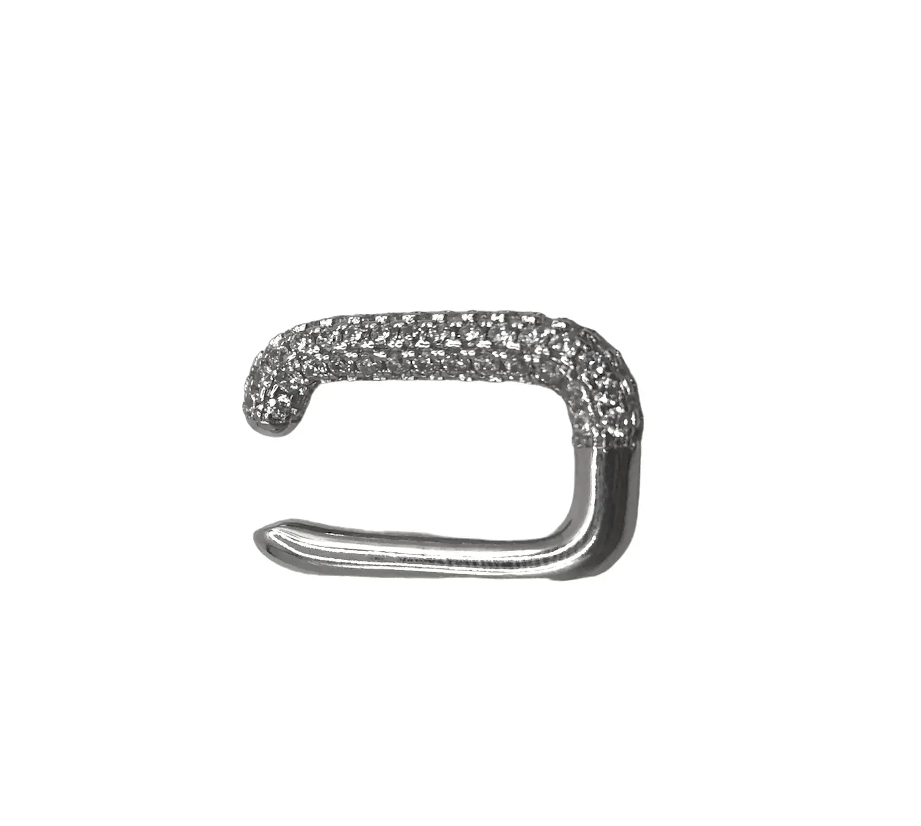 PIERCING PRATA C/ UM LADO CRAVEJADO ZIRCONIA BRANCA