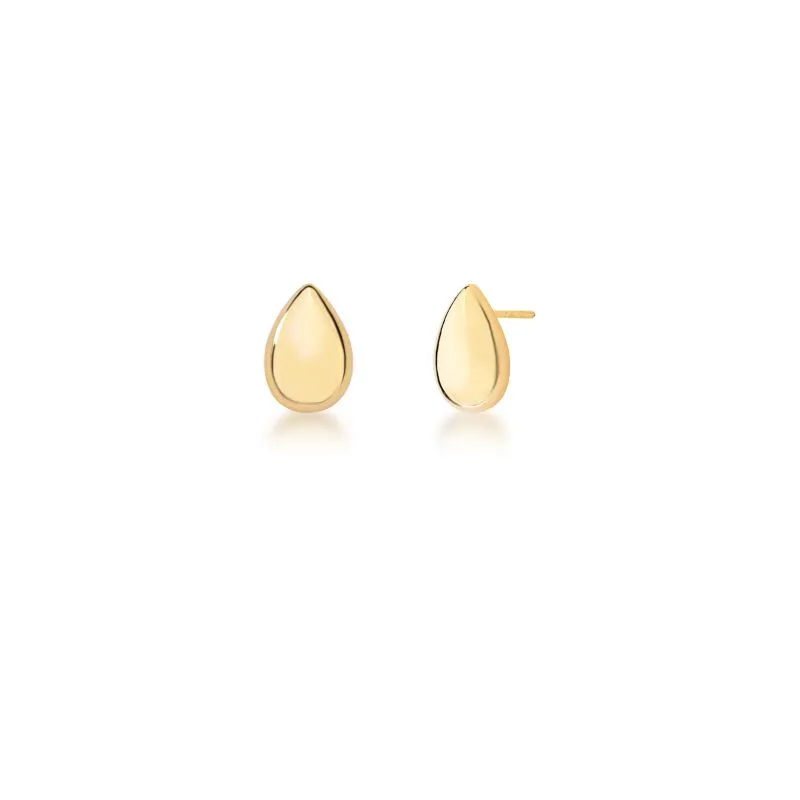 BRINCO MEDIO LISO GOTA ABAULADO 15X9MM BAN. DOURADO