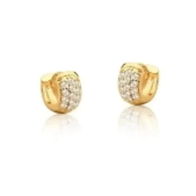 BRINCO BAN. DOURADO CRAV. ZIRC BRANCA 3 COLUNA ARGOLA 10MM