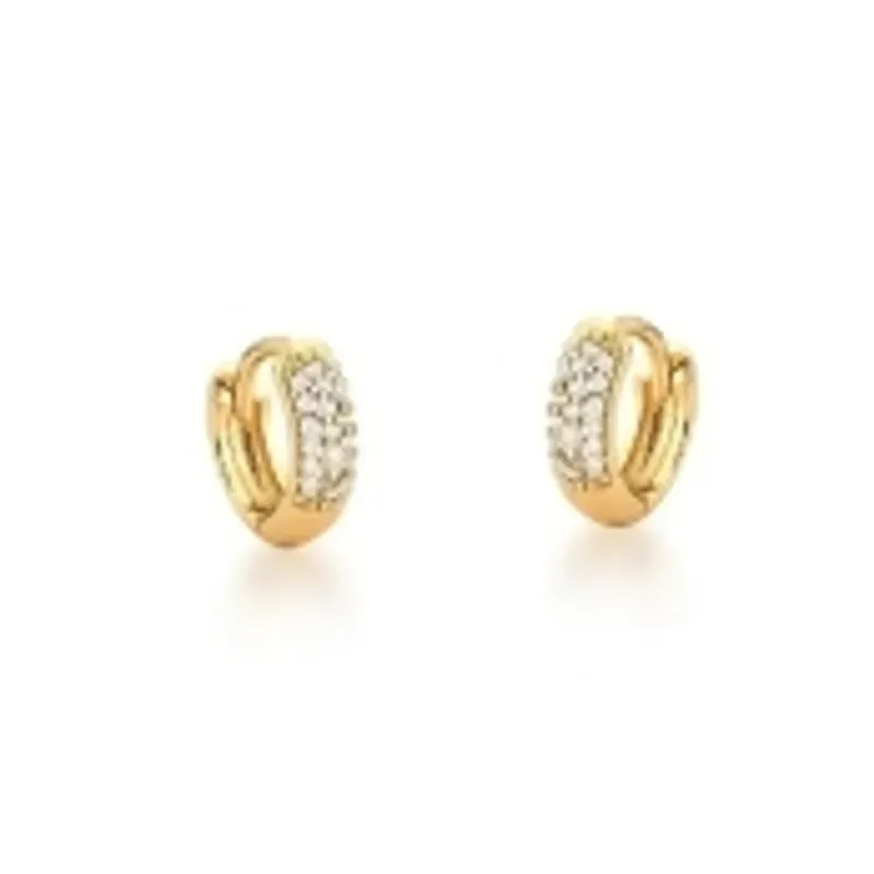 BRINCO BAN. DOURADO CRAV. ZIRC BRANCA 3 COLUNA ARGOLA 11MM