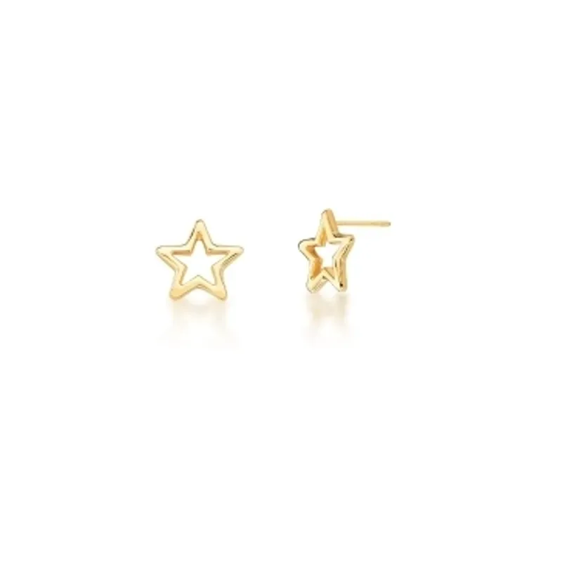 BRINCO BAN. DOURADO LISO VAZADO ESTRELA 13MM