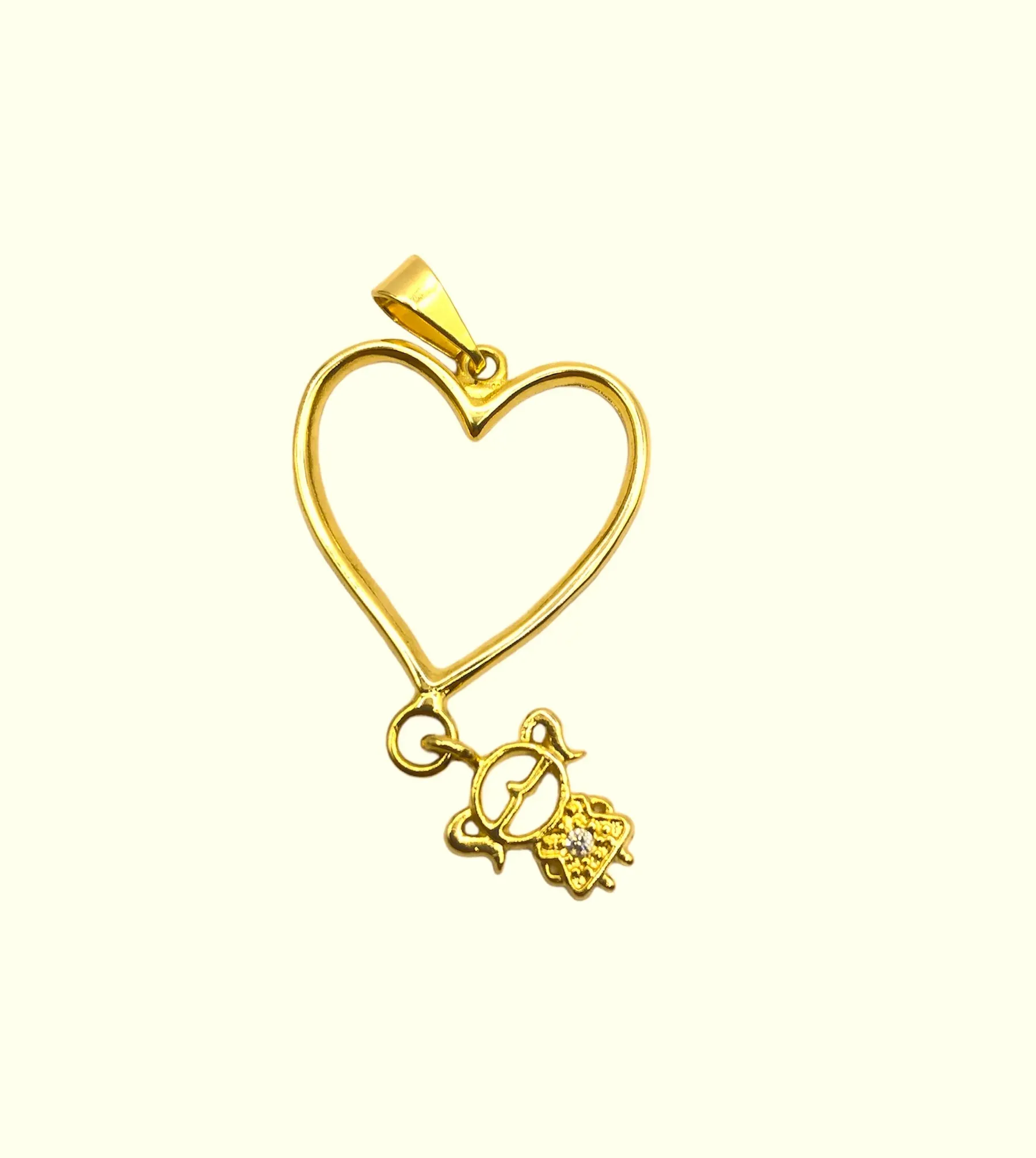 PINGENTE DOURADO CORAÇAO 1 MENINA