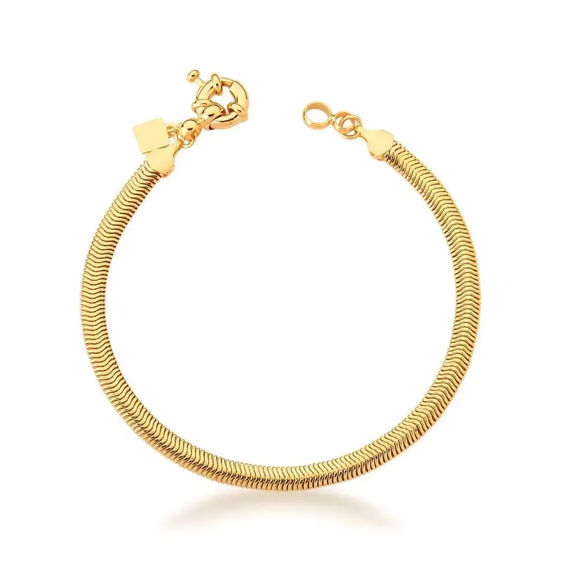 PULSEIRA MALHA ESTEIRA LISO FECHO BOIA 4MM BAN. DOURADO /TAM. 16