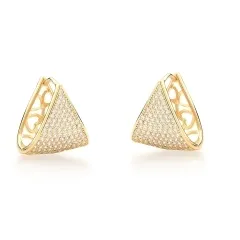 BRINCO BANHADO TRIANGULAR VAZADO VERSO ARGOLA 
