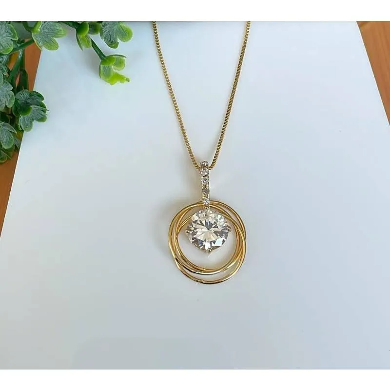 PINGENTE COM ELOS E 1 ZIRCONIA
