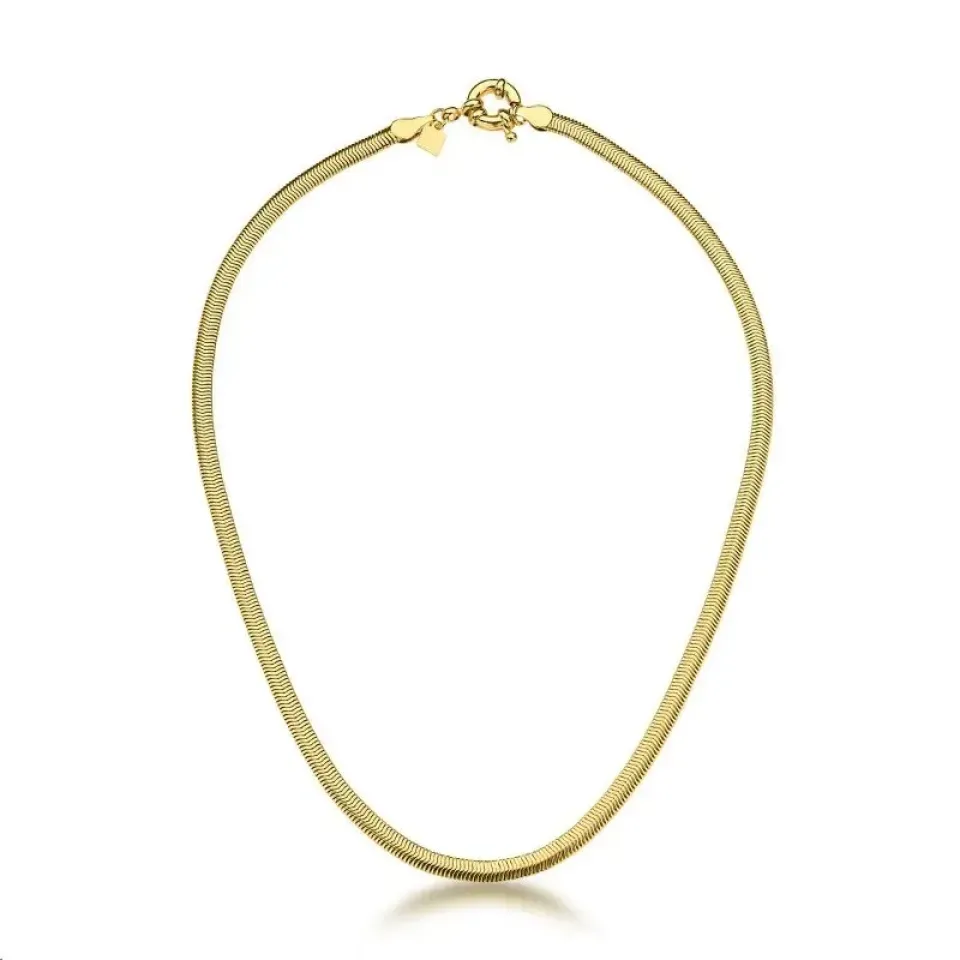 CORRENTE CHOKER ESTEIRA LAMINADA LISO 4MM BAN. DOURADO /TAM. 35