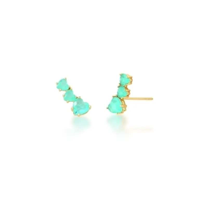 BRINCO PEDRA FUSION TURMALINA EAR CUFF 3 CORACAO