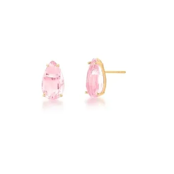 BRINCO  PEDRA ROSA CLARO GOTA 