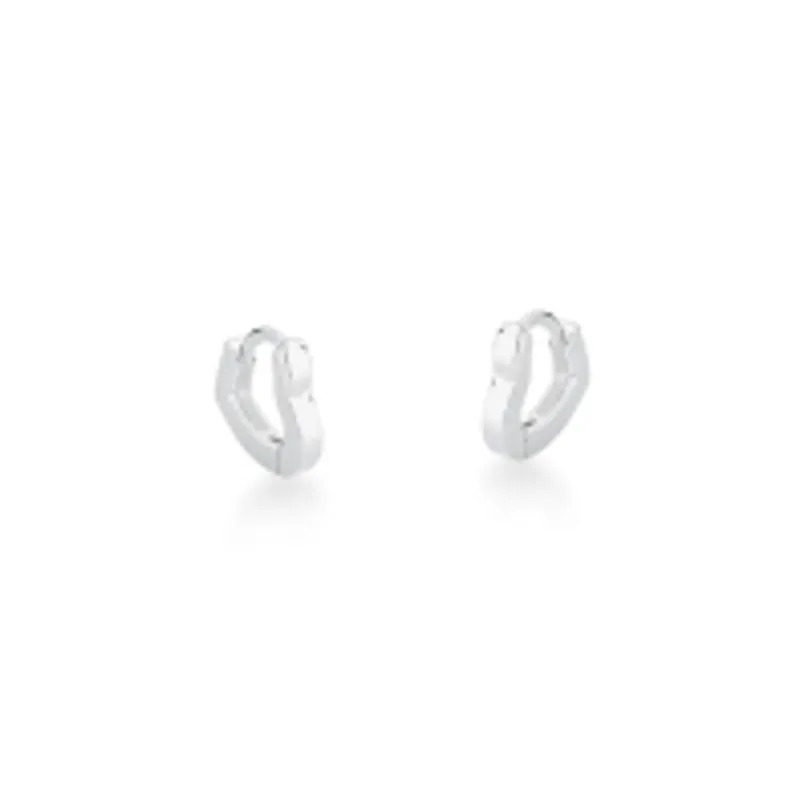 BRINCO PRATEADO LISO CORACAO ARGOLA 9MM