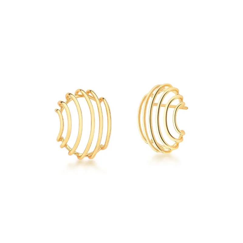 BRINCO MEDIO LISO CURVO 6 LINHA VAZADO OVAL 26X20MM BAN. DOURADO