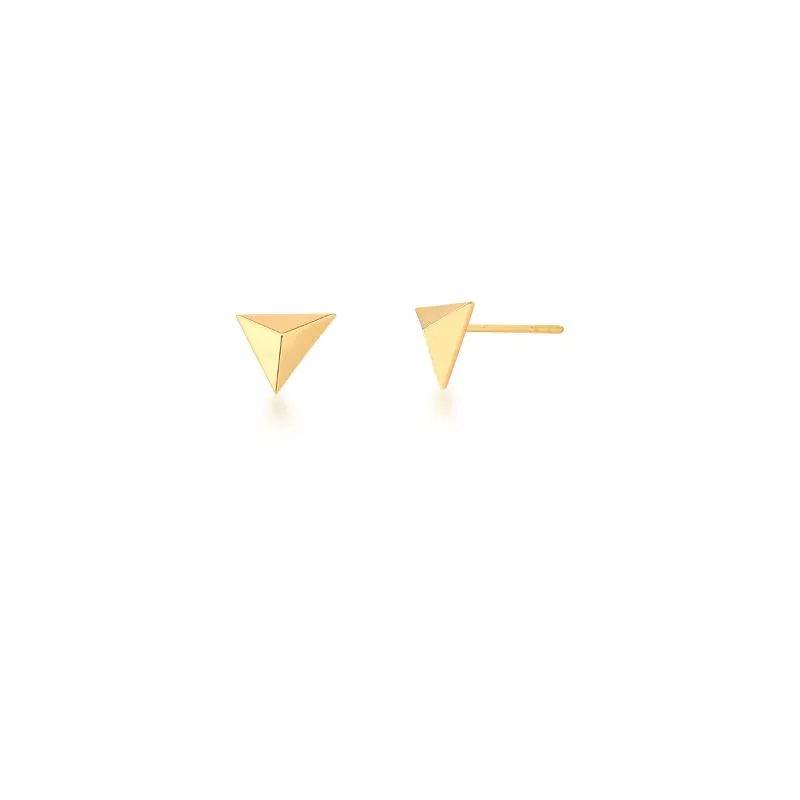 BRINCO BOTAO LISO ACETADO TRIANGULAR 10X9MM BAN. DOURADO