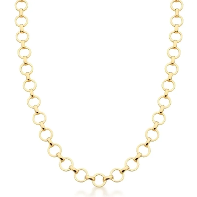 CORRENTE BAN. DOURADO LISO ELO REDONDO INTERCALADO 45CM