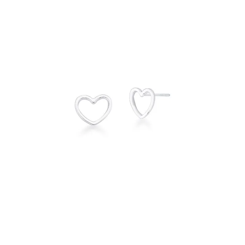 BRINCO BOTAO LISO CORACAO VAZADO 13X12MM PRATEADO