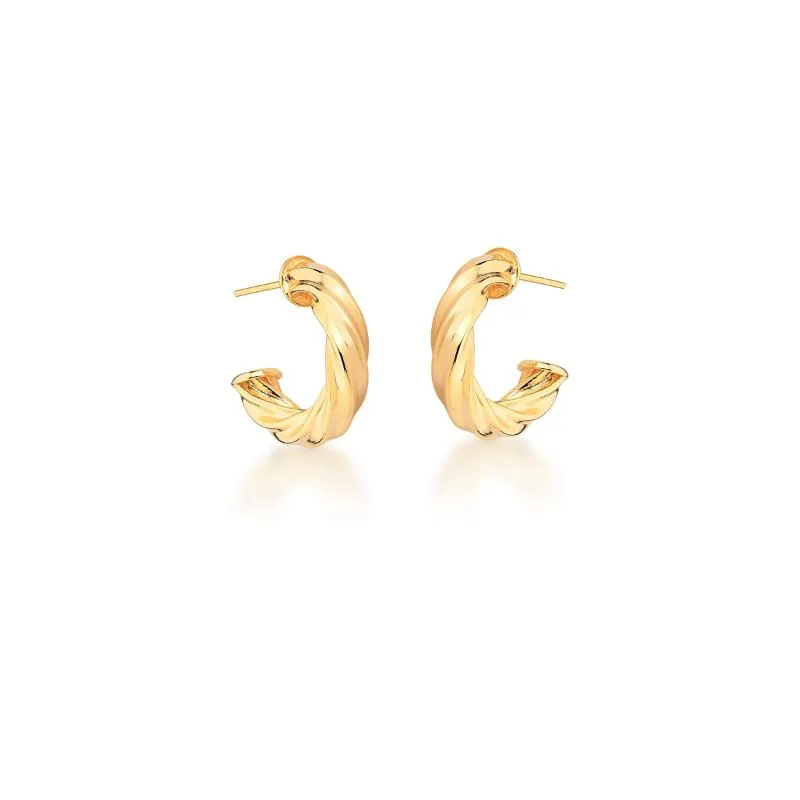 BRINCO MEIA ARGOLA LISO TRANCADA 22X21X5MM BAN. DOURADO