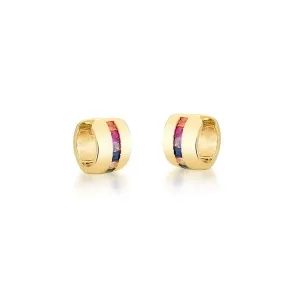BRINCO  PEDRA MULTICOLOR QUADRADO ARGOLA