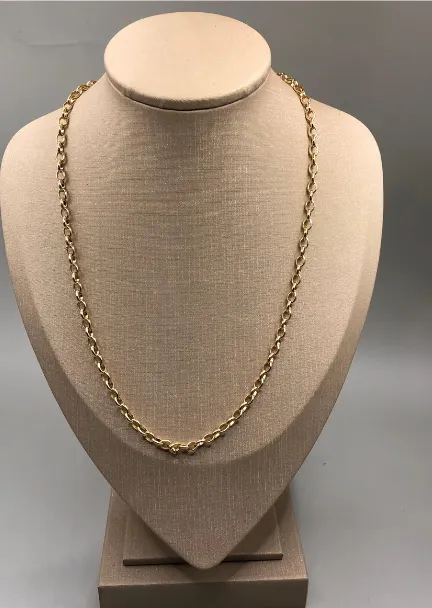 CORRENTE ELO CARTIER 45CM 4X5MM BAN. DOURADO LISO